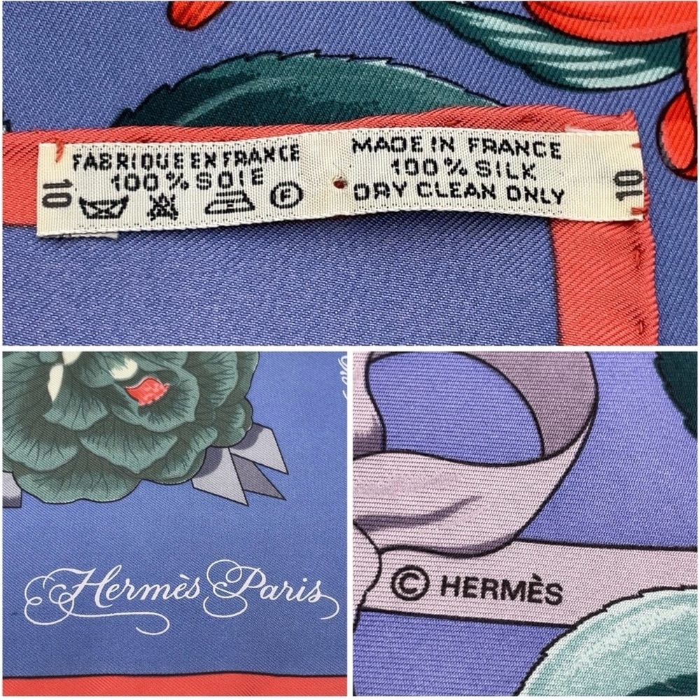 HERMES Vintage Collectors Floral “Fleurs de L’ Opera” Multicolor Silk Scarf - 90 - Picture 10 of 10